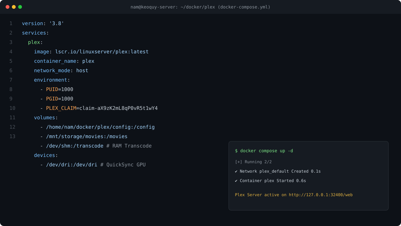 Tạo file Docker Compose cho Plex