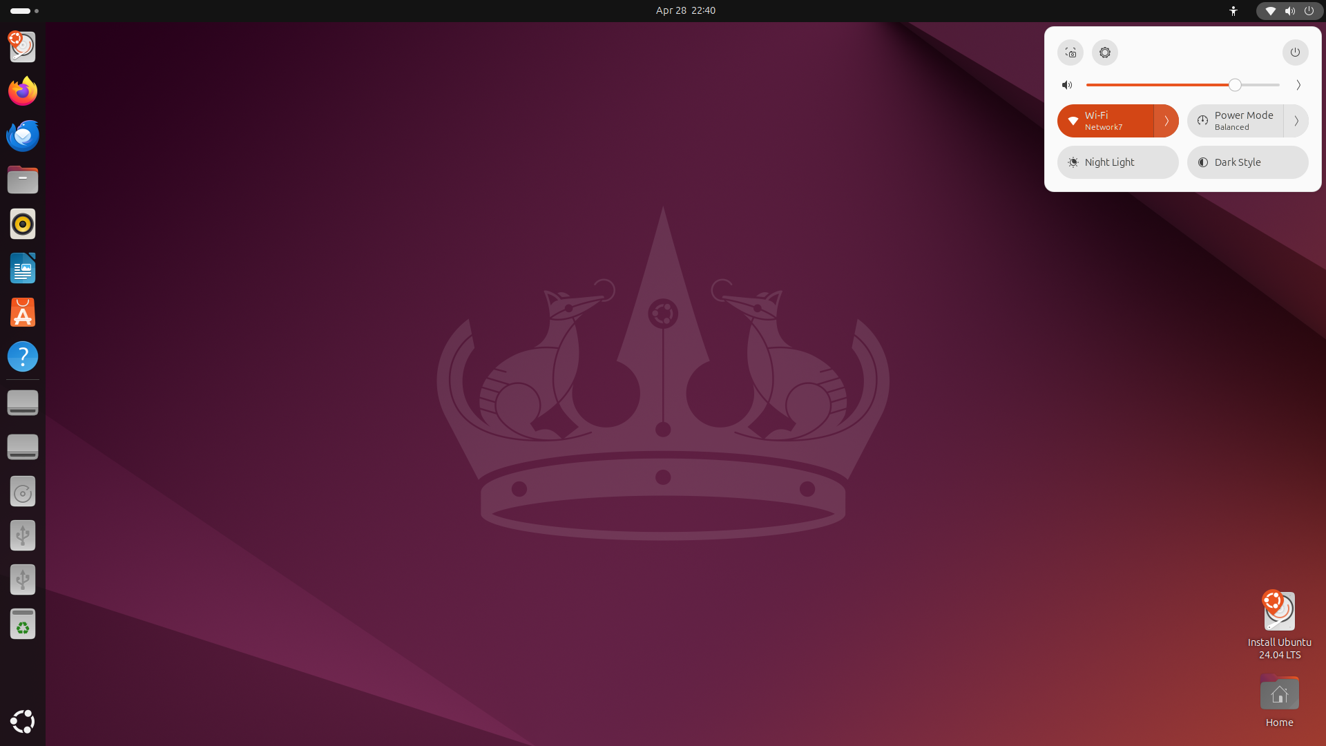 Giao diện desktop Ubuntu 24.04 LTS