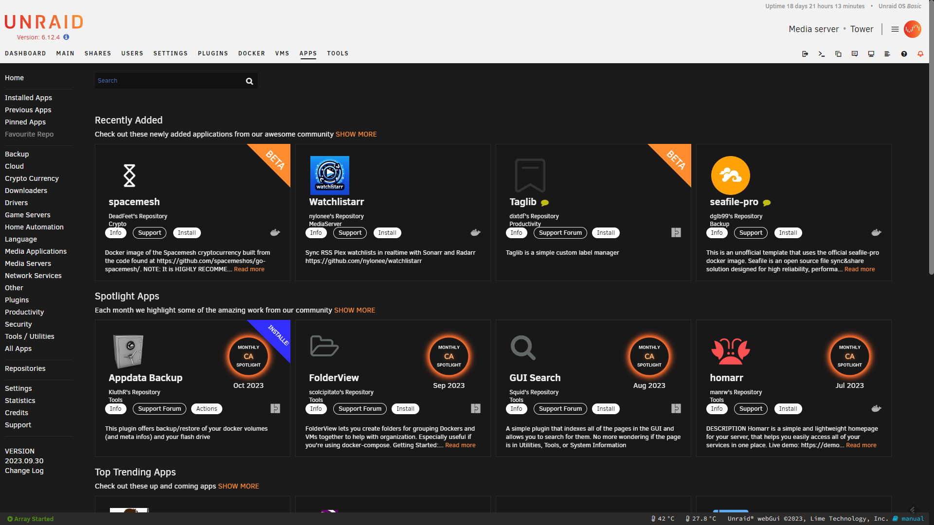 Unraid Community Apps Store