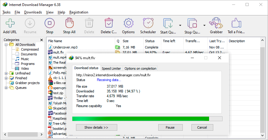 Giao diện chính của Internet Download Manager v6.43