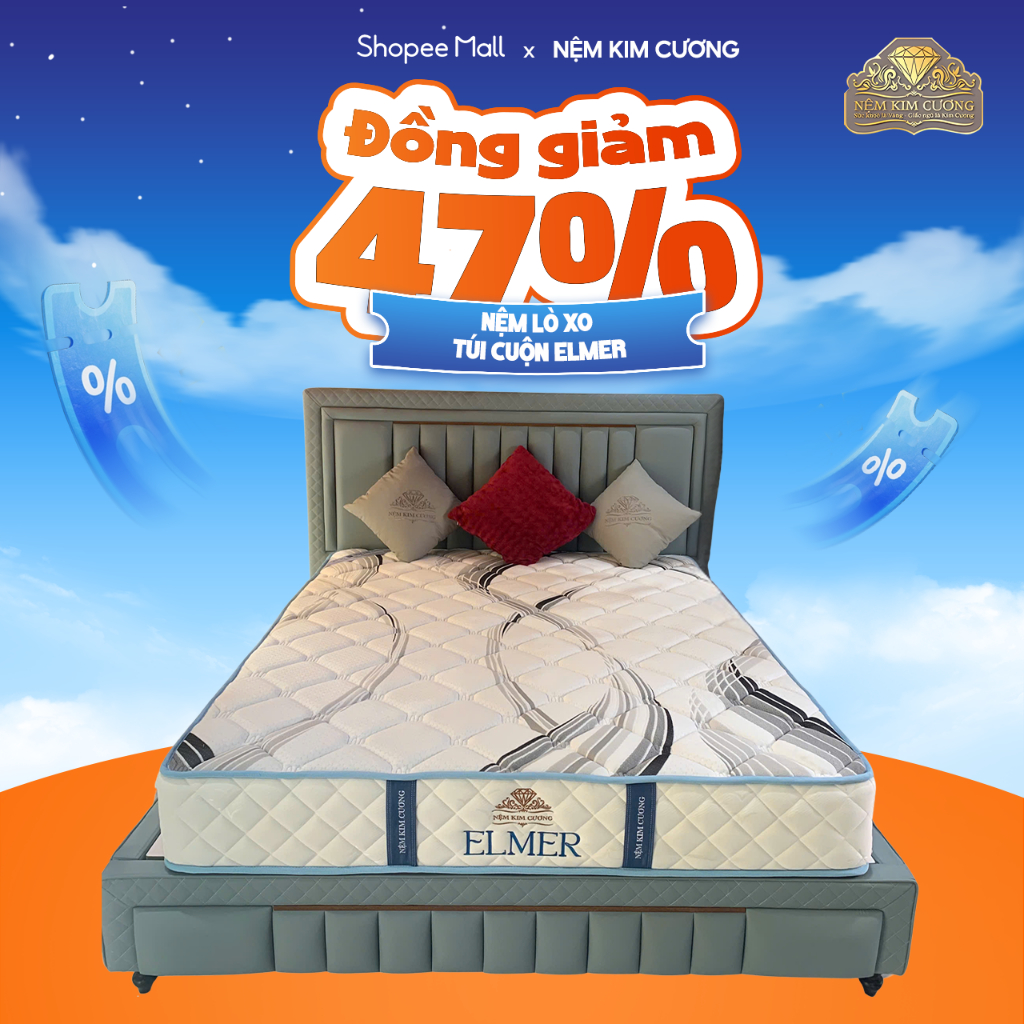 Nệm Kim Cương ELMER Lò Xo Túi Cuộn