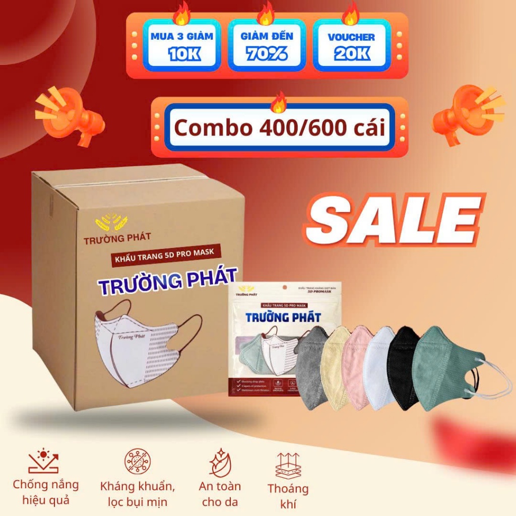 Khẩu trang 5D Trường Phát thùng 600 cái