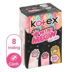 Băng Vệ Sinh Kotex Mini Meow Siêu Mềm Cánh 24cm 8 Miếng