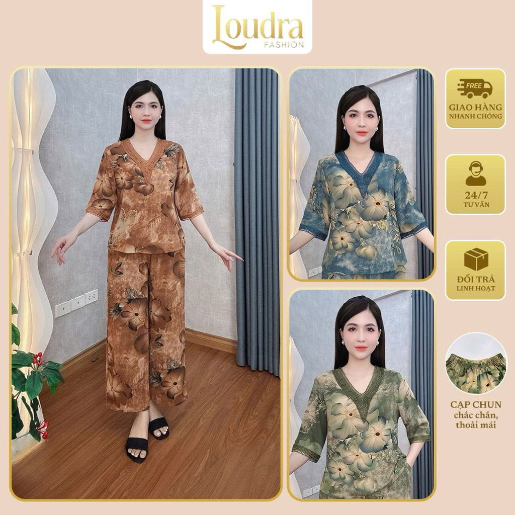 Bộ đồ lụa trung niên Loudra Fashion