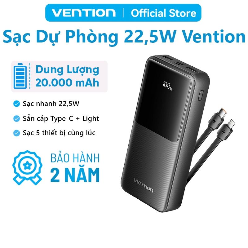 Pin Sạc Dự Phòng Vention 20.000mAh