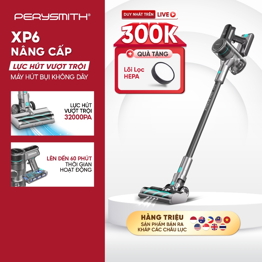 Máy hút bụi không dây PerySmith XP6 giảm 63%