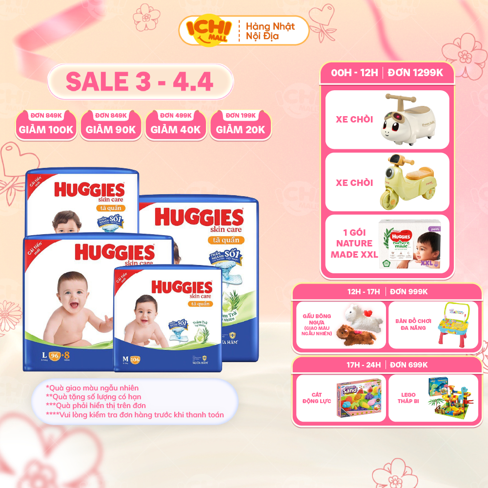Tã quần Huggies Tràm Trà Tự Nhiên SKINCARE Pants Mega Jumbo