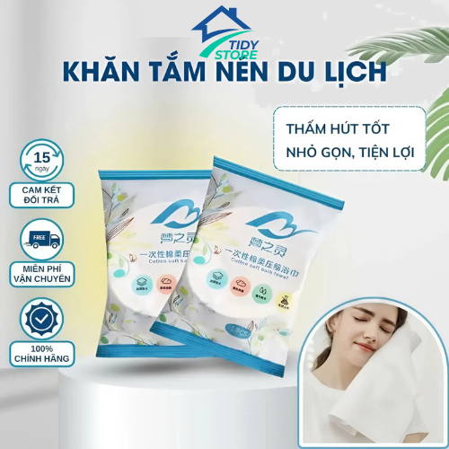Khăn tắm nén dùng 1 lần cotton cao cấp