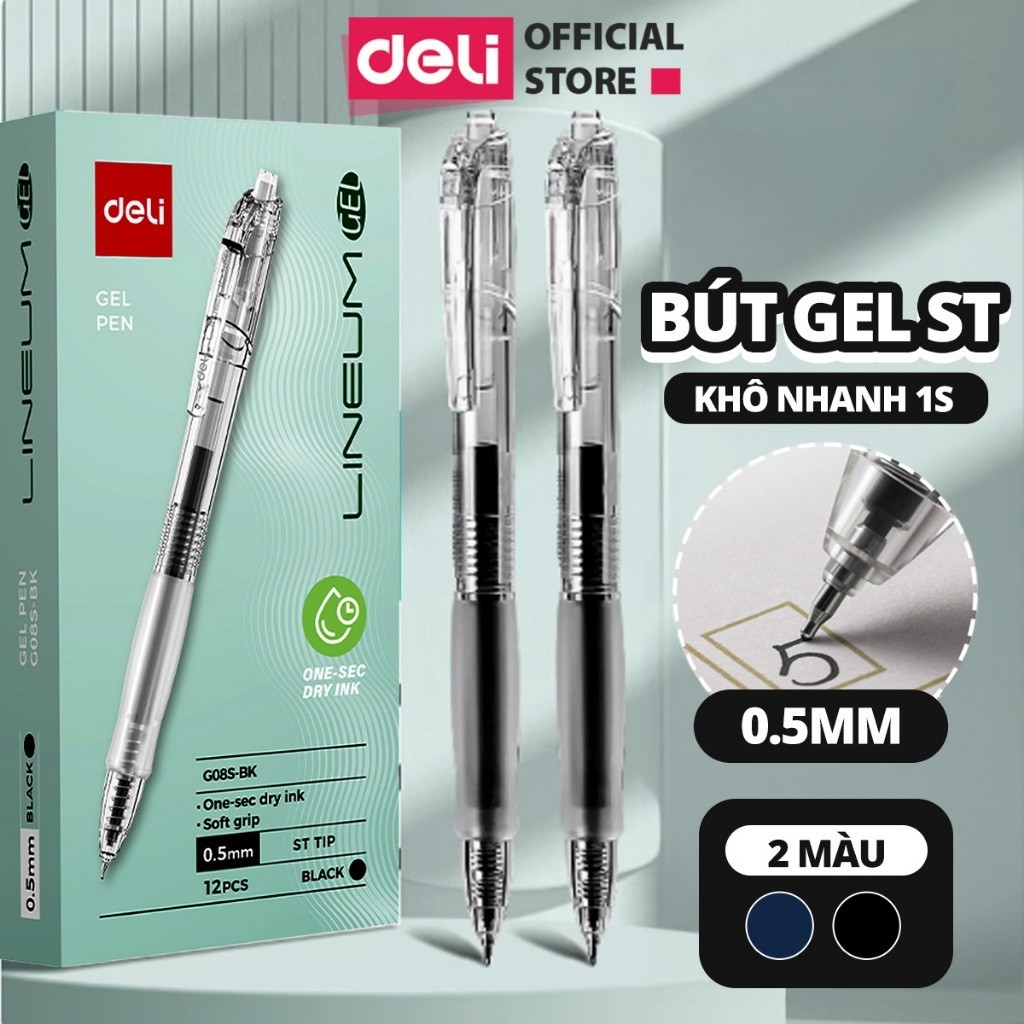 Combo 5 bút gel Deli nhanh khô