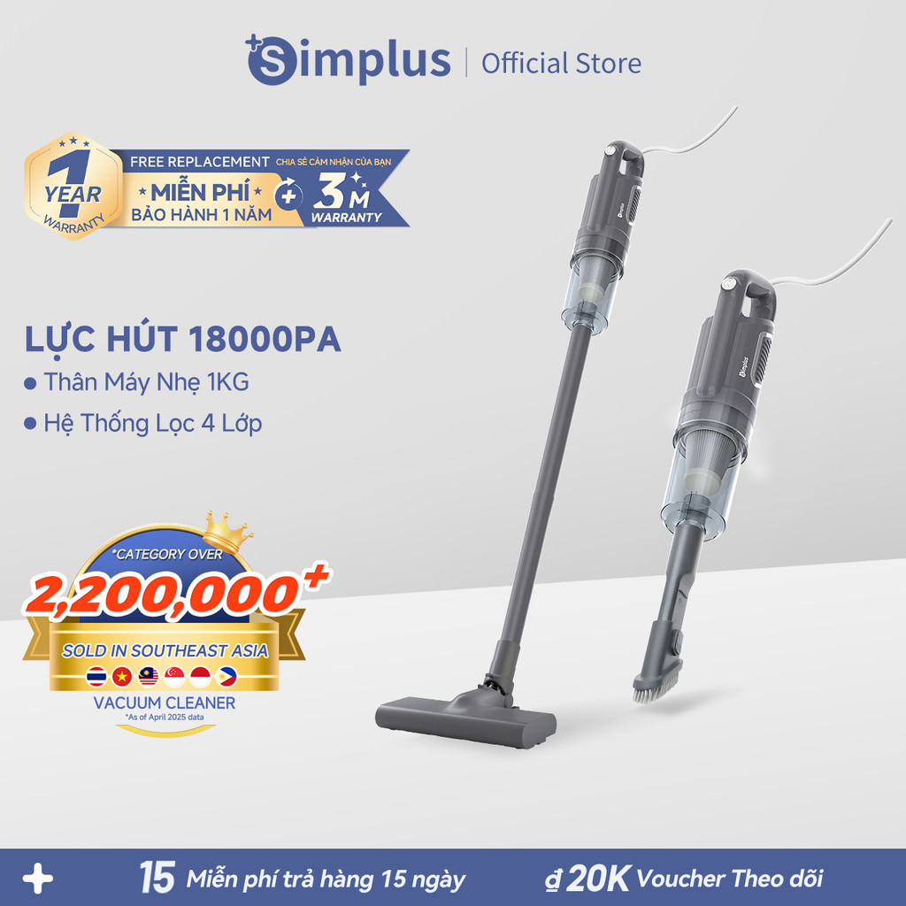 Simplus Máy Hút Bụi 500W Lực Hút 18000Pa