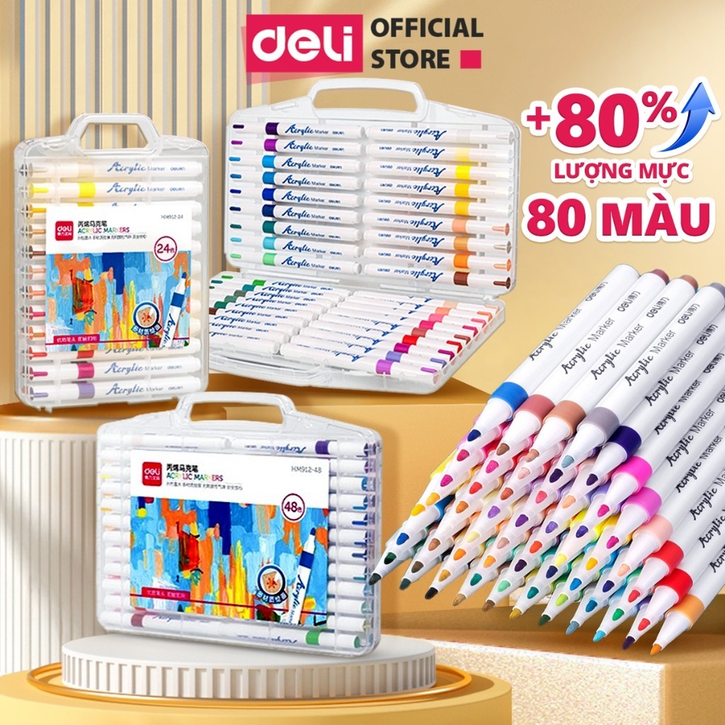 Bút Sơn Acrylic Marker Deli 12-80 Màu
