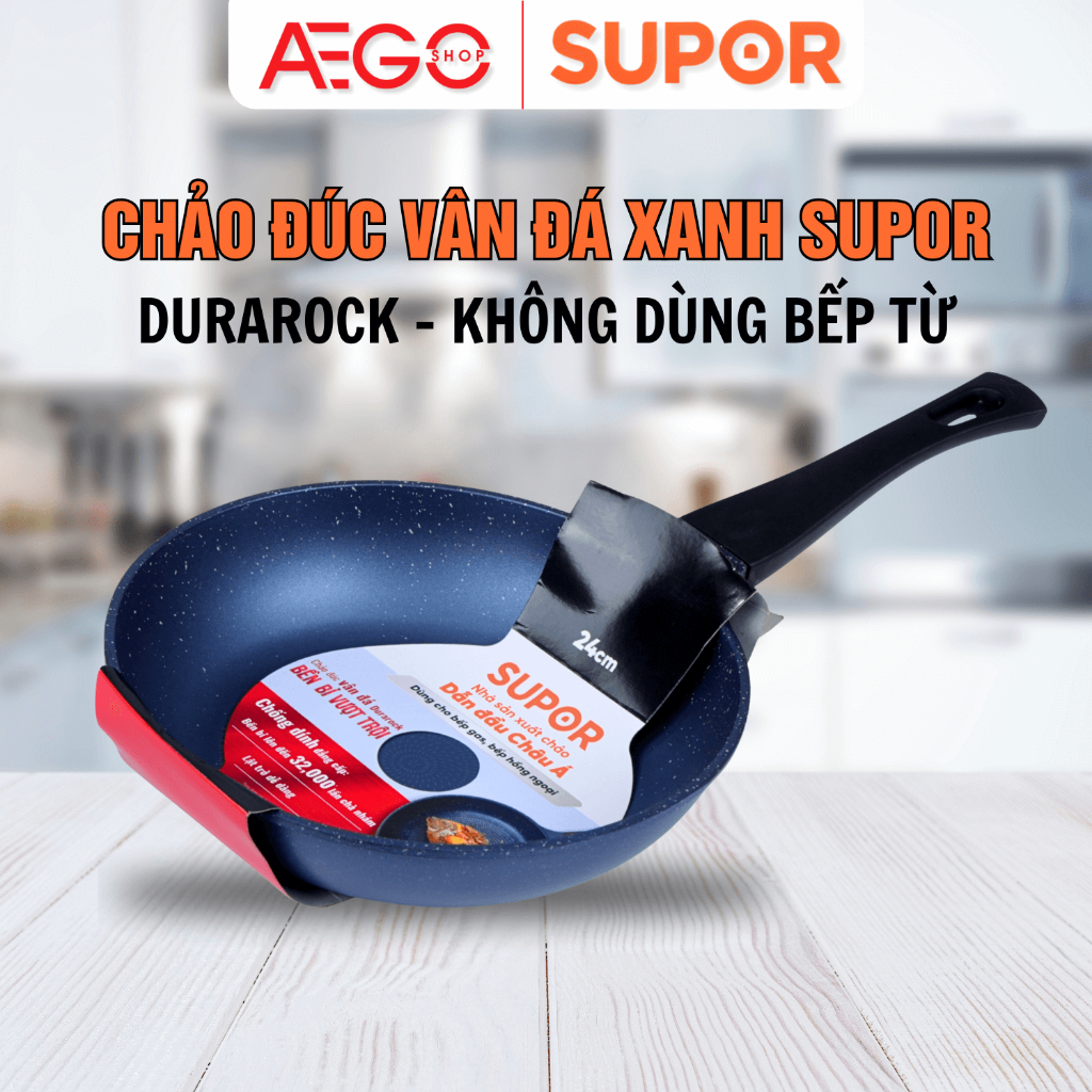 Chảo đúc vân đá xanh Supor DuraRock