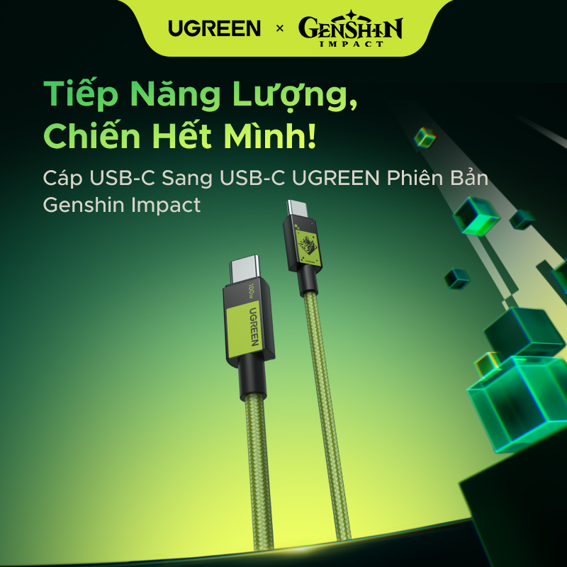 Cáp USB-C Ugreen Genshin Impact 100W giảm 66%