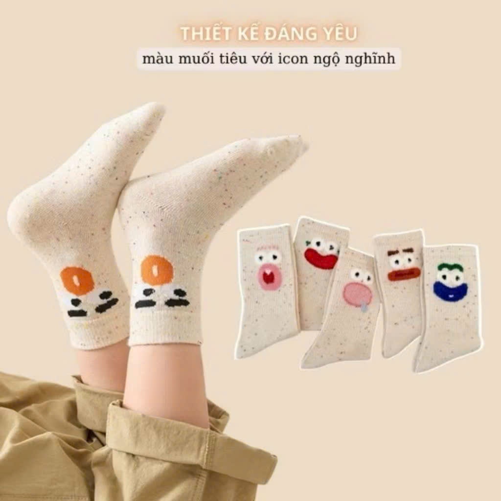 Set 10 Đôi Tất Nữ Cotton Họa Tiết Ngỗng