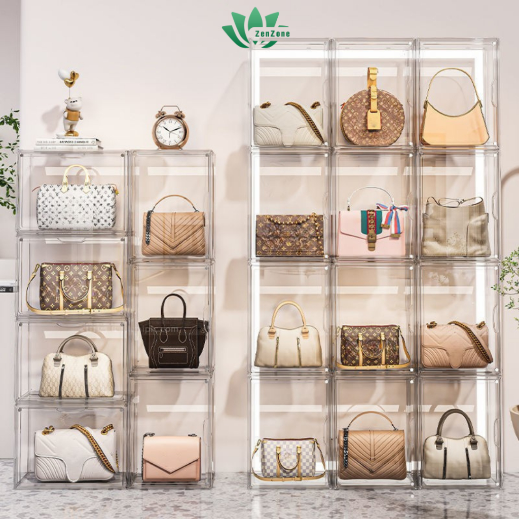 ZenZone Hộp mica trong suốt đựng giày túi xách mỹ phẩm