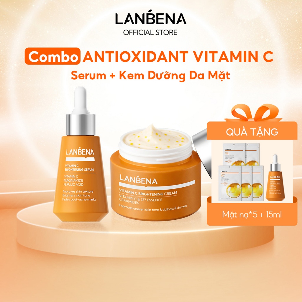 LANBENA Combo Serum Mặt Nạ Vitamin C Niacinamide