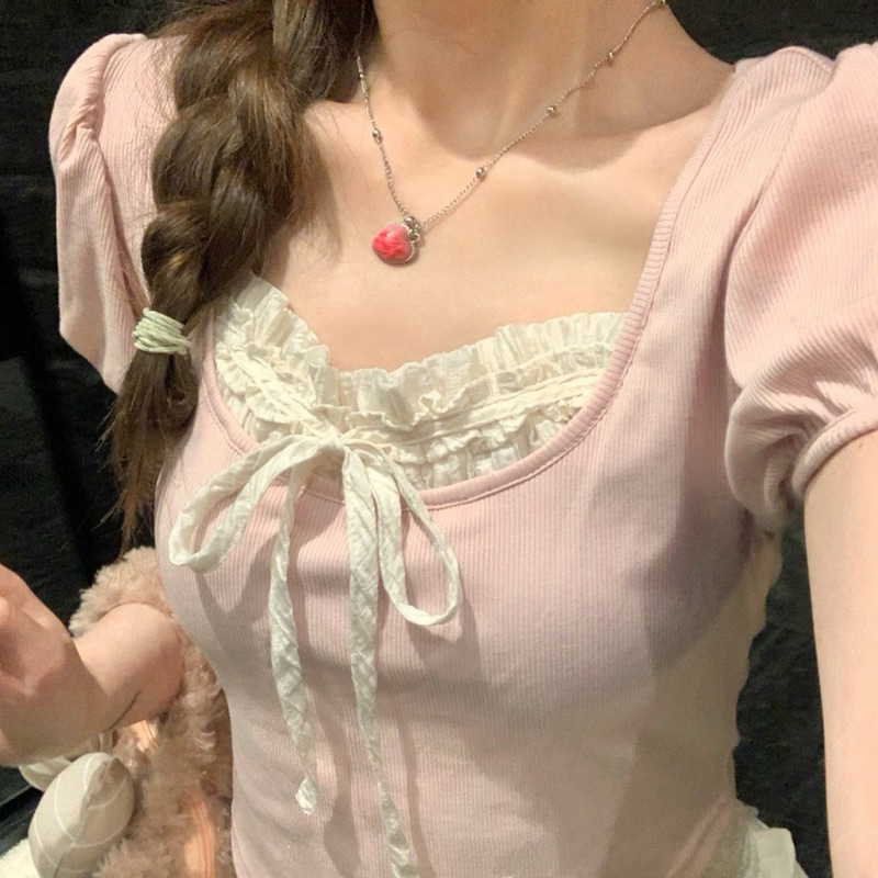 Áo croptop coquette kiểu acubi baby tee nơ