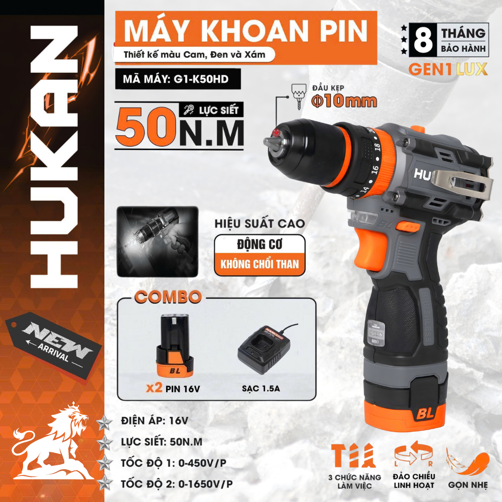 Máy Khoan Pin HUKAN G1-K50HD