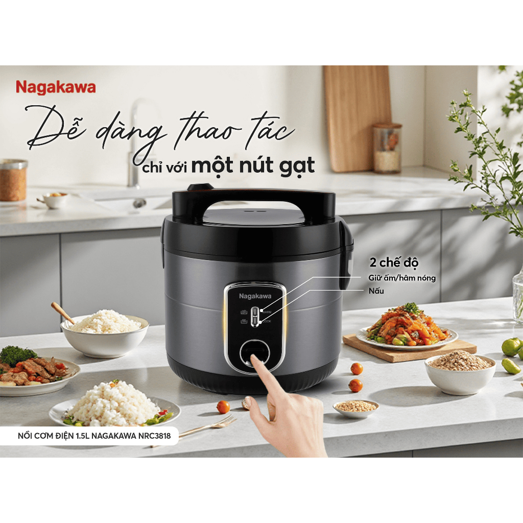 Nồi Cơm Điện Nagakawa NRC3818 1.5L