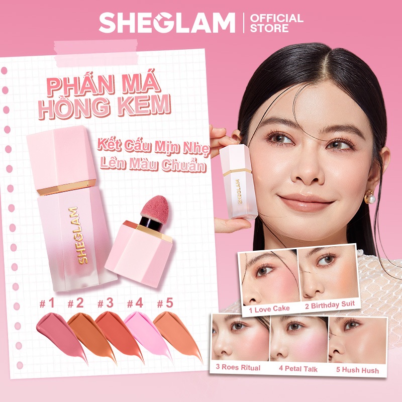 Phấn má hồng kem SHEGLAM lên màu chuẩn