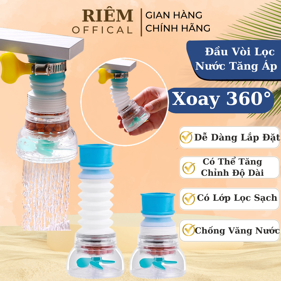 Đầu vòi lọc nước tăng áp 360 độ