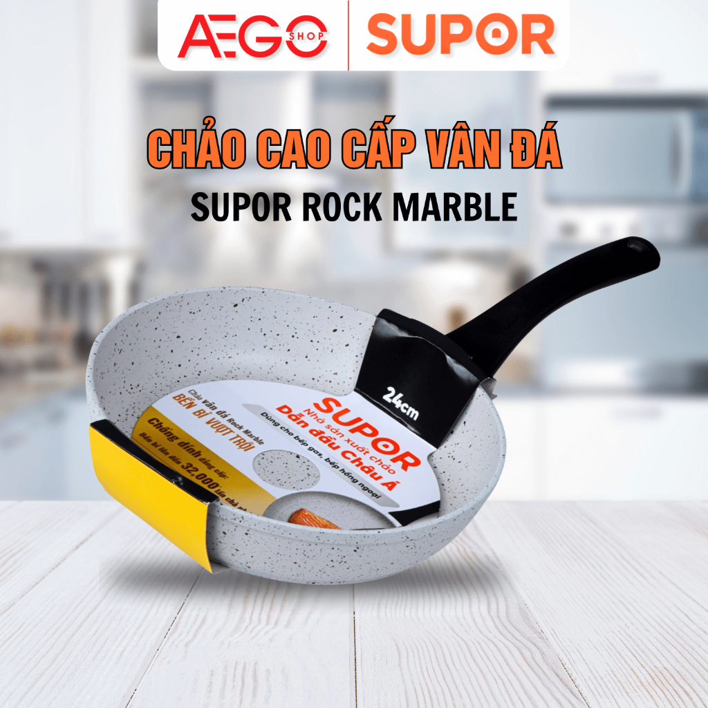 Chảo vân đá trắng Supor Rock Marble