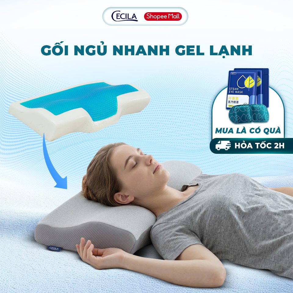 Gối cao su non CECILA có gel lạnh hỗ trợ cổ vai gáy